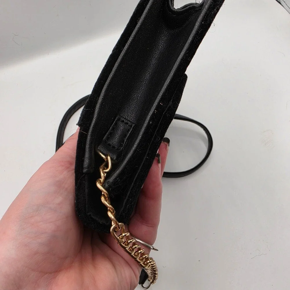 Olivia Miller Black Velvet Jeweled‎ Bee Crossbody Bag Gold Glitter Studded Purse